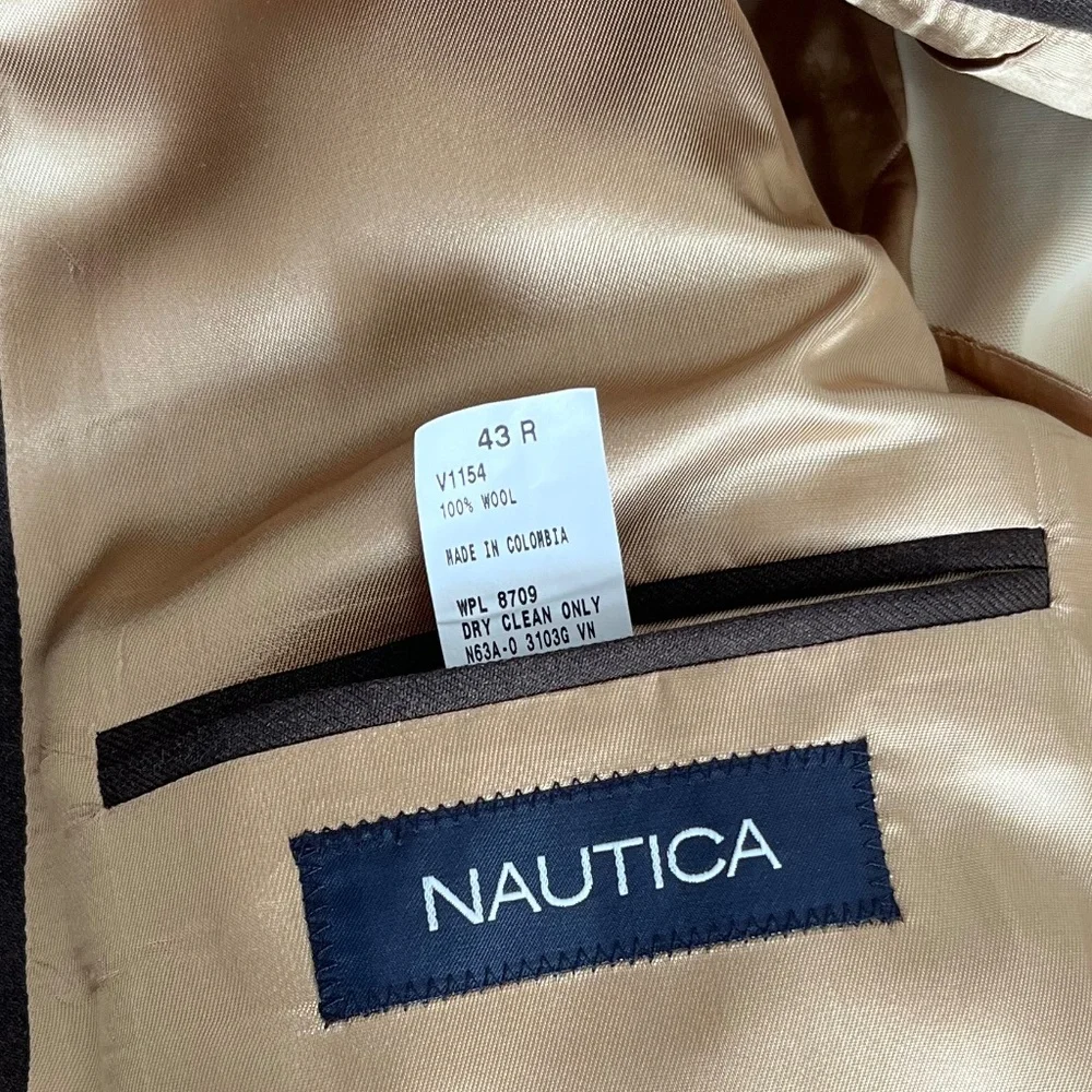 Nautica Men’s Brown Modern-Fit Suit Jacket size 43R